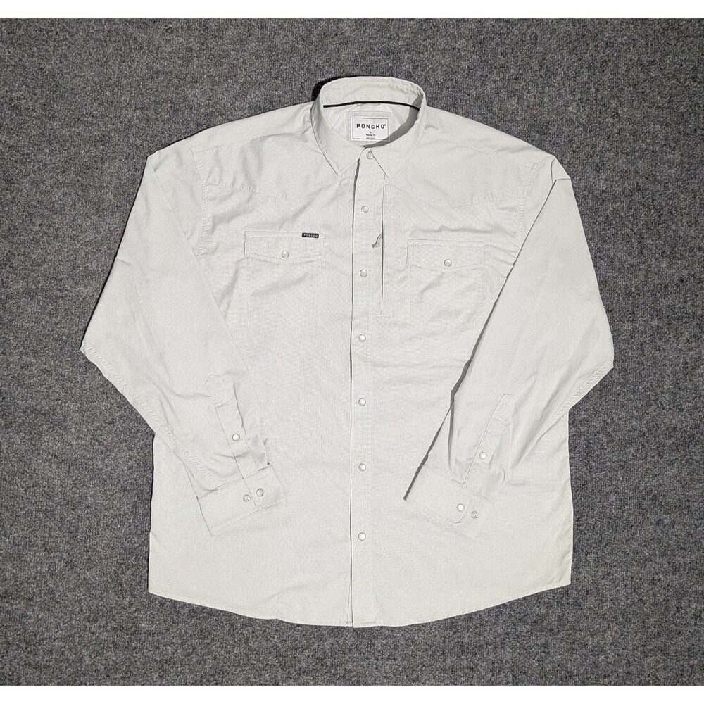 Poncho Shirt Mens XL Regular Fit Long Sleeve Pearl Snap
